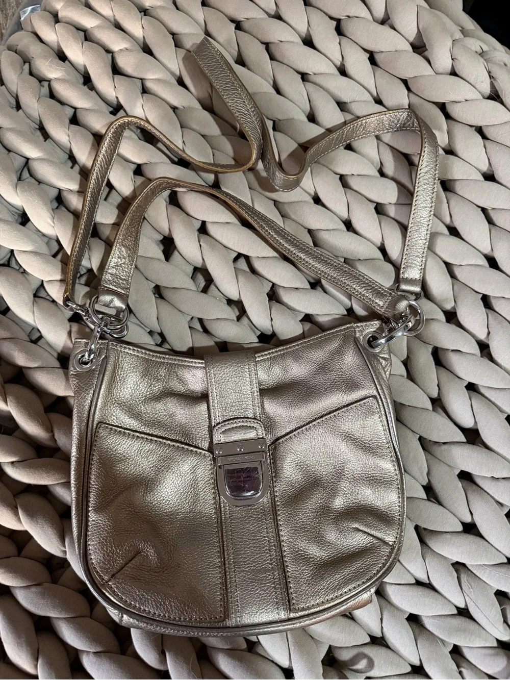Metallic Taupe Crossbody Bag - Women